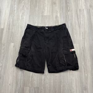 Vintage Quiksilver Cargo Shorts Men's 38 Black 9" Inseam y2k Skate Surf Faded